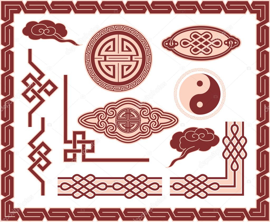 Set of Vector Oriental Design Elements