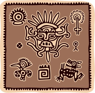 Vector Set of Mexican Design Elements (aztec, american indian) clipart