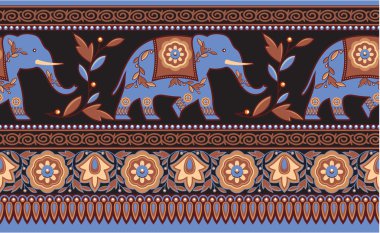 Indian - Hindu - Elephant Seamless Border clipart