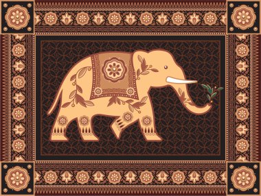 Decorated Indian - Hindu - Elephant In High Detailed Frame clipart