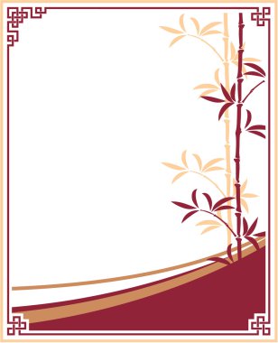 Oriental - Chinese - Template Frame with Bamboo clipart