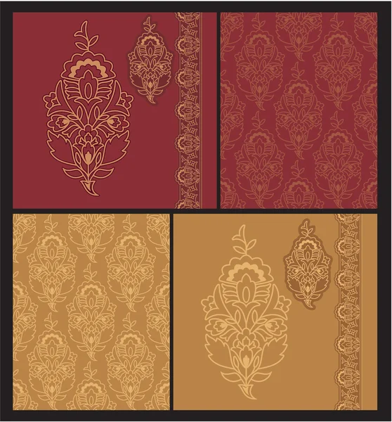 Set of Oriental Floral Design Elements — Stock Vector