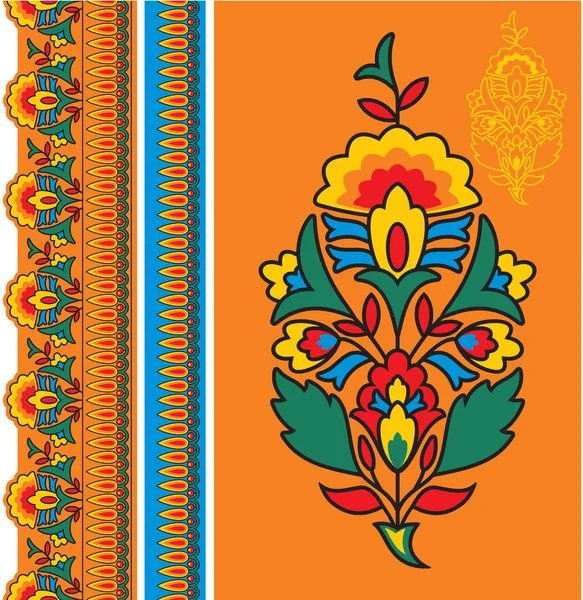 Oriental - Indian - Floral Design Elements — Stock Vector
