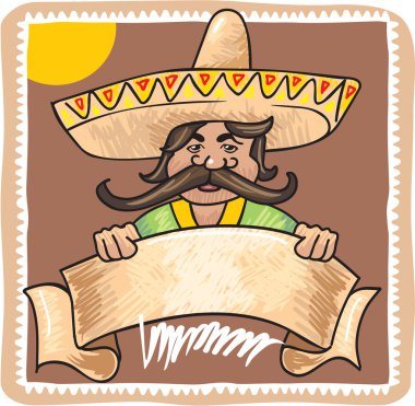 Mexican Man with Template Sign Banner clipart
