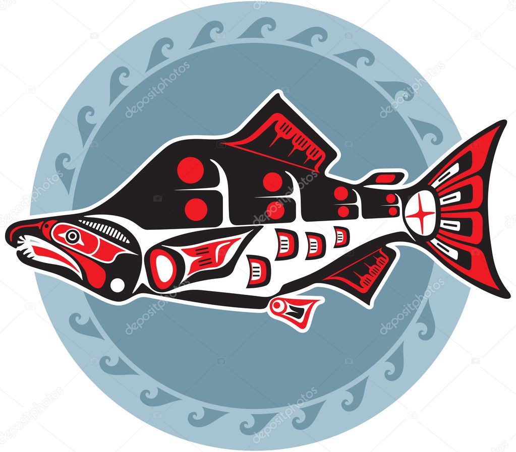 Bearpaw Salmon Haida Indian Tattoo Design  LuckyFish Art