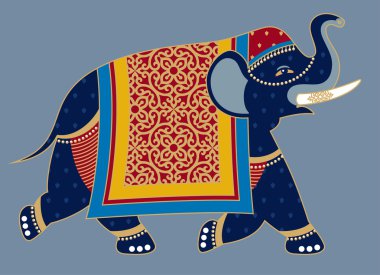 Indian Decorated Elephant Illustration clipart