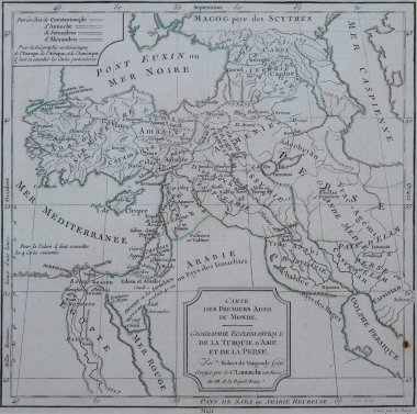 Antique map of ecclesiastical Turkey and Persia clipart