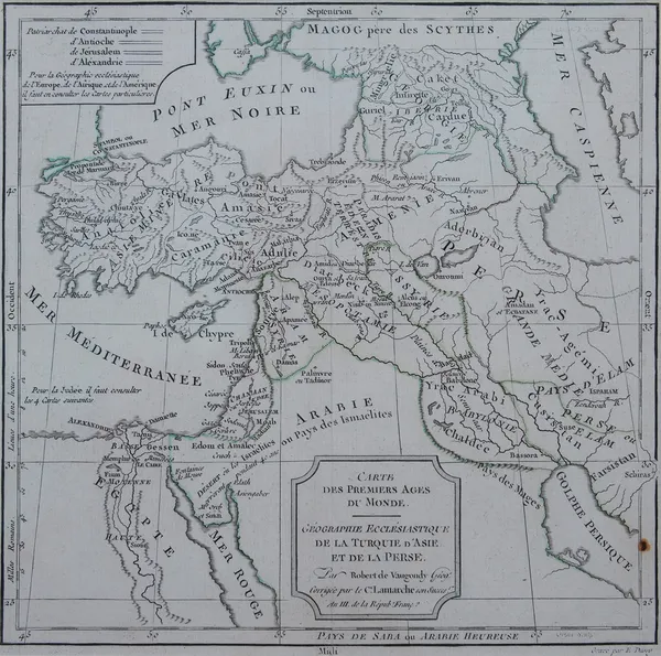 Starožitný mapa církevních Turecka a Persie — Stock fotografie