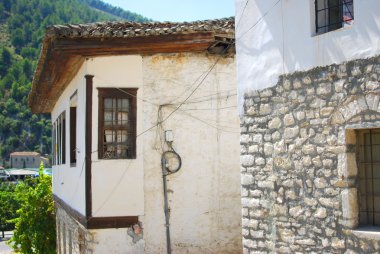 The buildings of the ancient city of Berat in Albania clipart