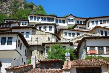 The buildings of the ancient city of Berat in Albania clipart