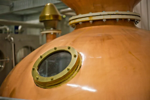 stock image Copper vat with a window in the factory