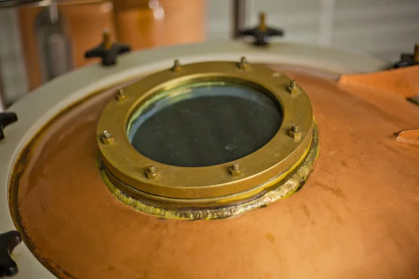 stock image Copper vat with a window in the factory