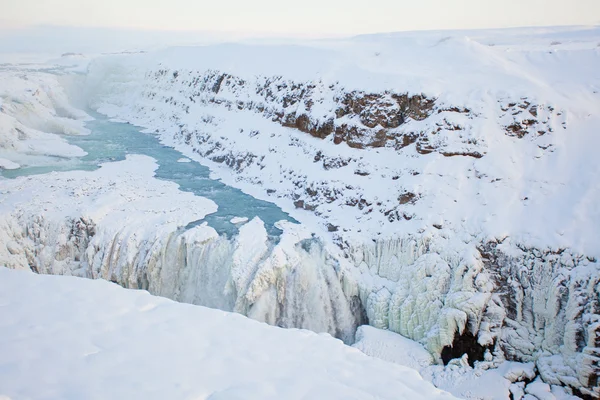 Gullfoss-Wasserfall im Winter, Island, Skandinavien — Stockfoto