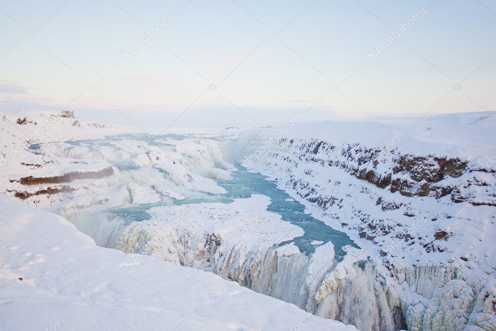 Gullfoss waterfall during the winter, Iceland, Scandinavia