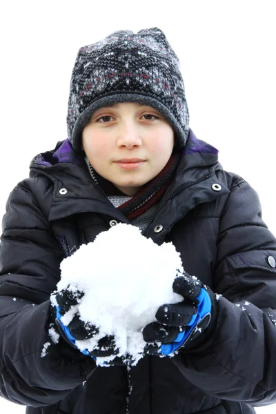 Barn och snö — Stockfoto