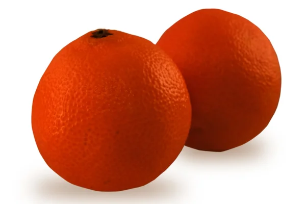 Δύο πορτοκάλια που απομονώνονται σε λευκό — Φωτογραφία Αρχείου
