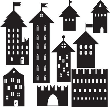 Set of different castle towers. clipart