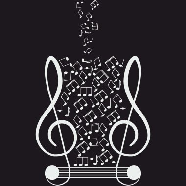 Musical notes and treble clef.