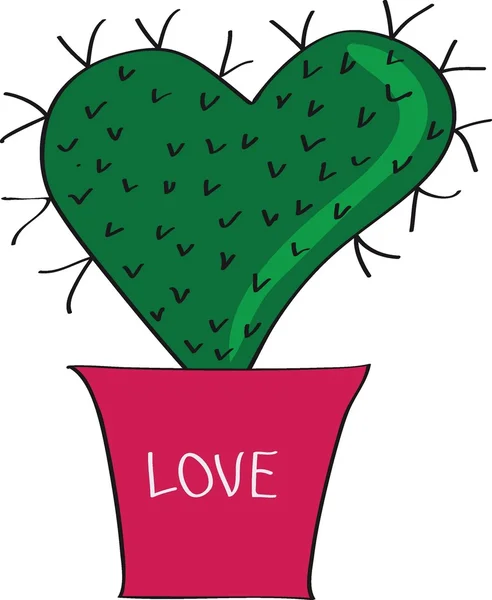Valentine. Cactus in a pot. — Stock Vector