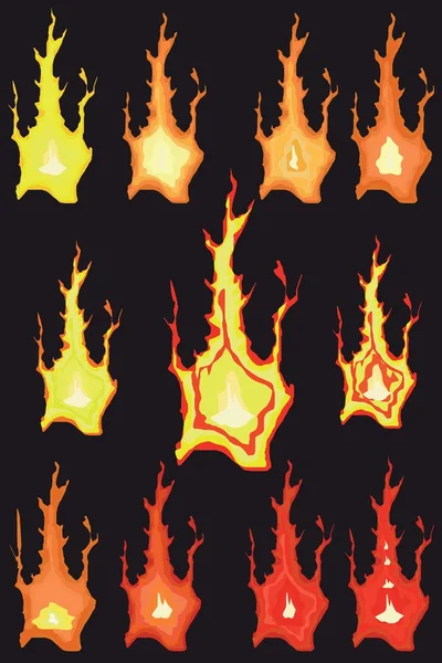 Fuego. Las llamas. . — Archivo Imágenes Vectoriales