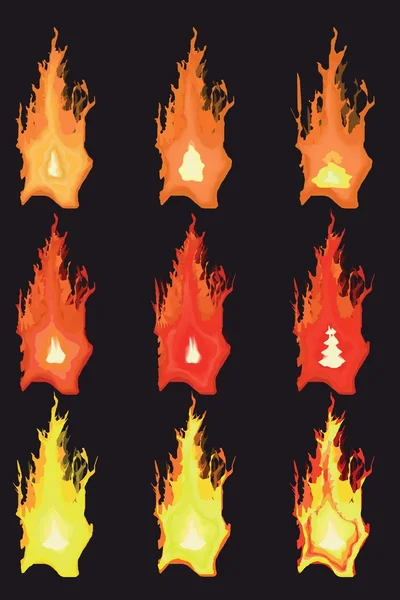 Fuego. Las llamas. . — Archivo Imágenes Vectoriales