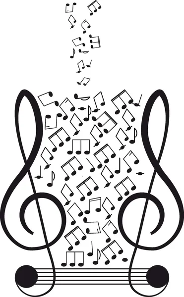 Musical notes and treble clef. — Stock Vector