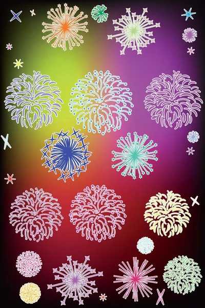 stock vector Bright fireworks