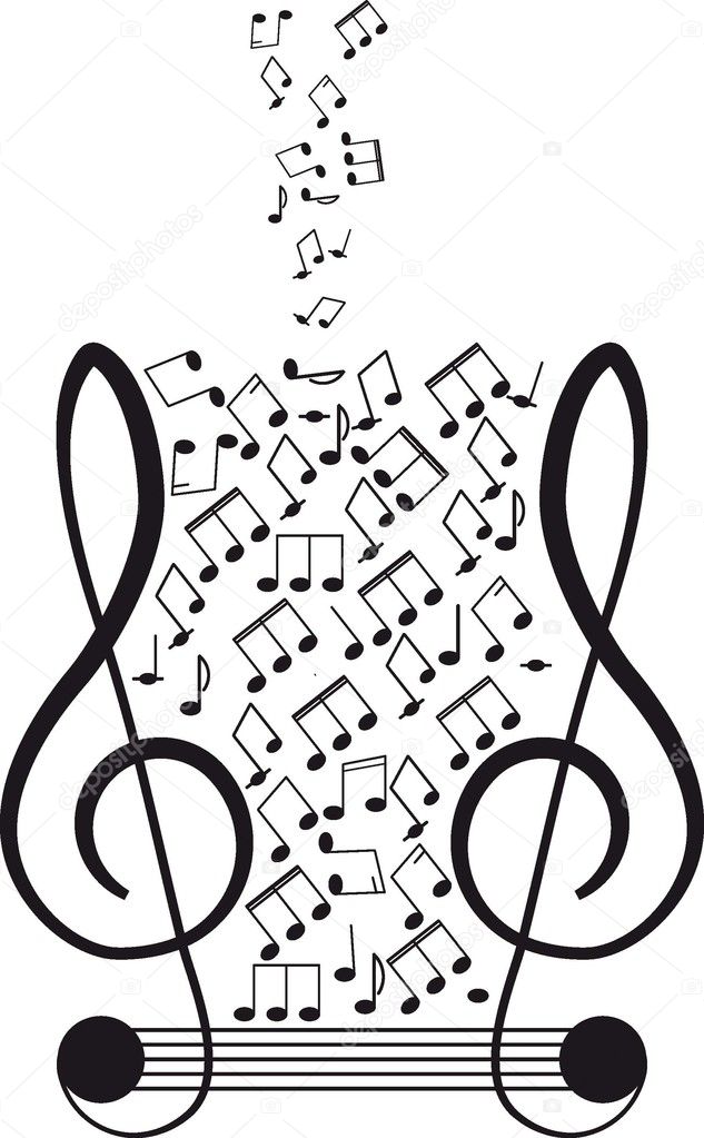 Musical notes and treble clef.