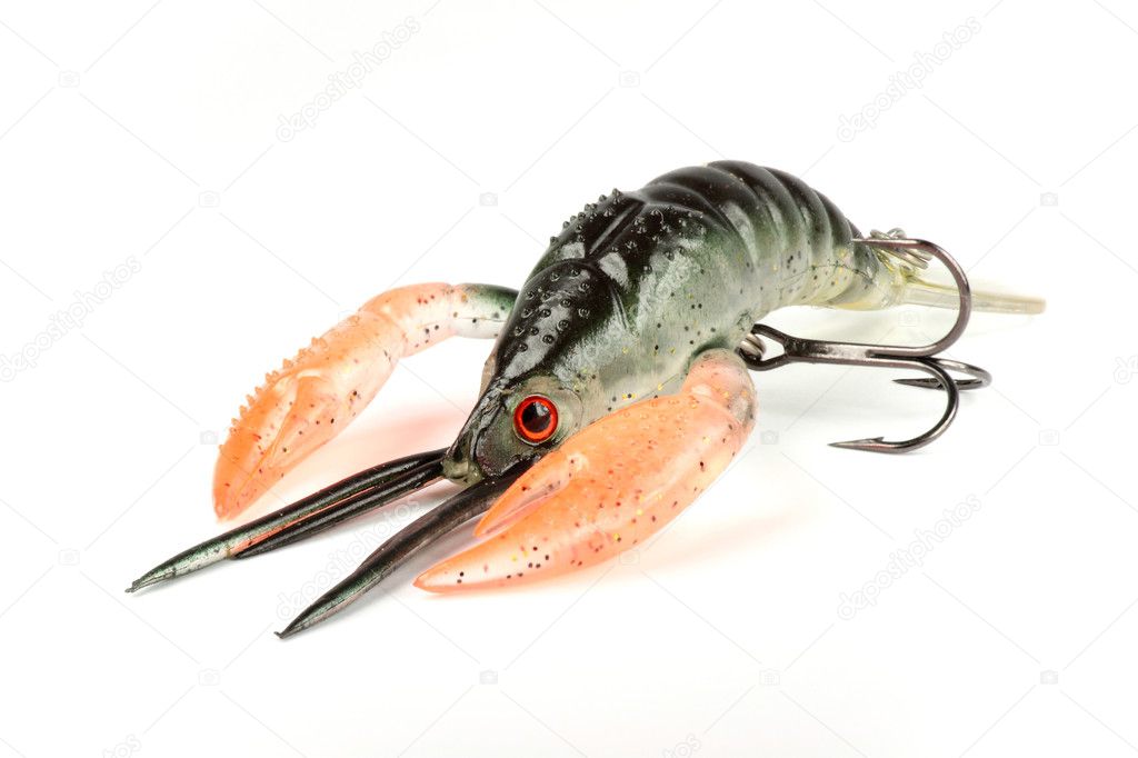 Artificial crab fishing with white background Stock Photo by