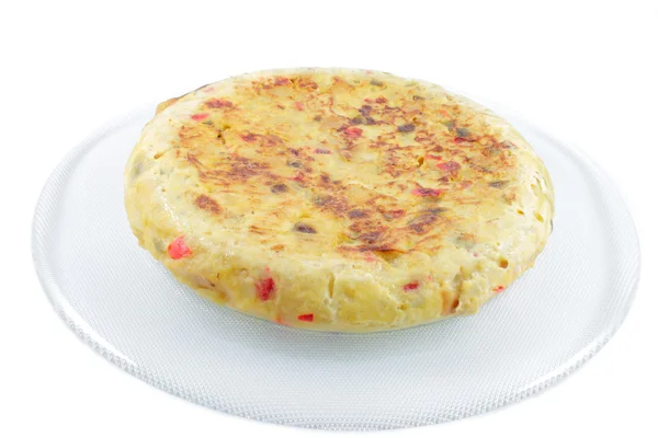 Köylü omlet patates, soğan ve biber ile — Stok fotoğraf
