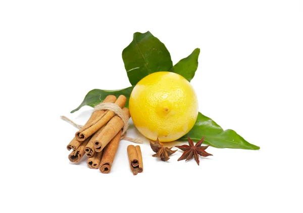 柠檬与桂皮和八角茴香 — 图库照片