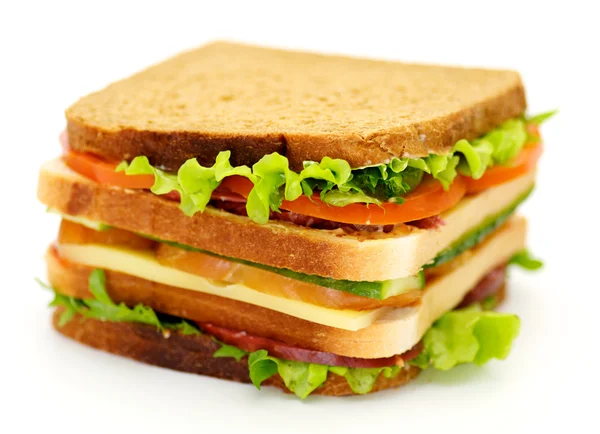 Sandwich Clássico BLT Club isolado sobre fundo branco — Fotografia de Stock