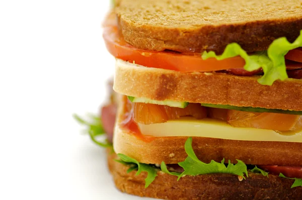 Classical BLT Club Sandwich isolated on white background — Stock Photo, Image