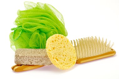 Shower Puff, pumice and massage brush clipart