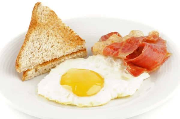 Bacon, eggs and toasts — Stock Photo, Image