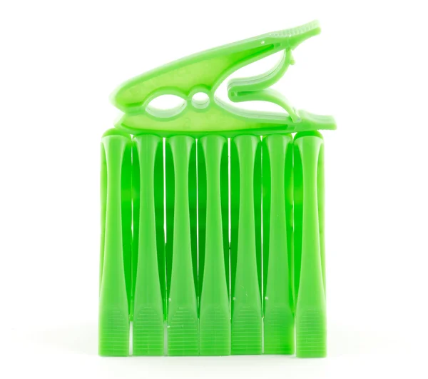 Arrangement of Green Clothespin — Stock Photo, Image