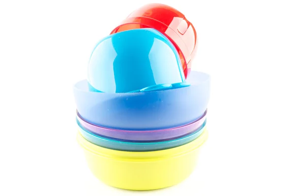 Colorful plastic bowls — Stock Photo, Image