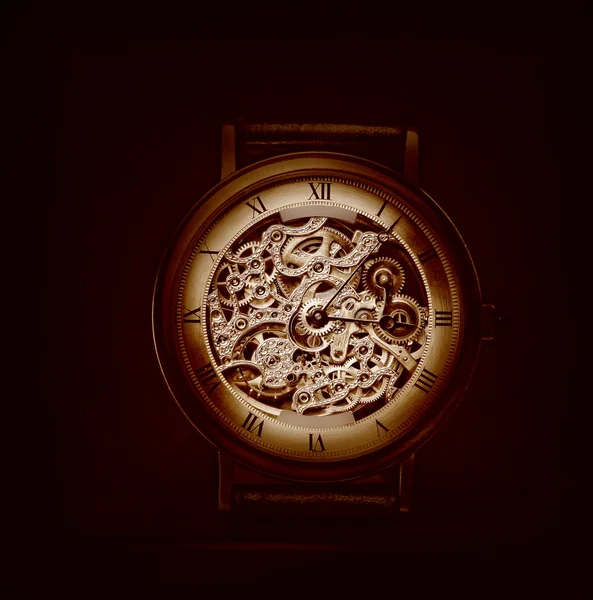 Clock in sepia — Stock Photo, Image