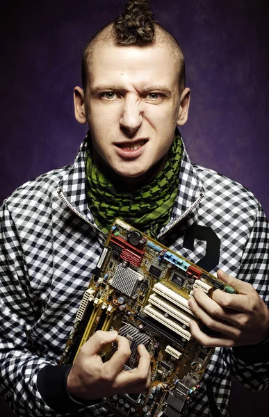 Mann mit Computergitarre — Stockfoto