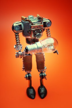 Robot with Lamp clipart