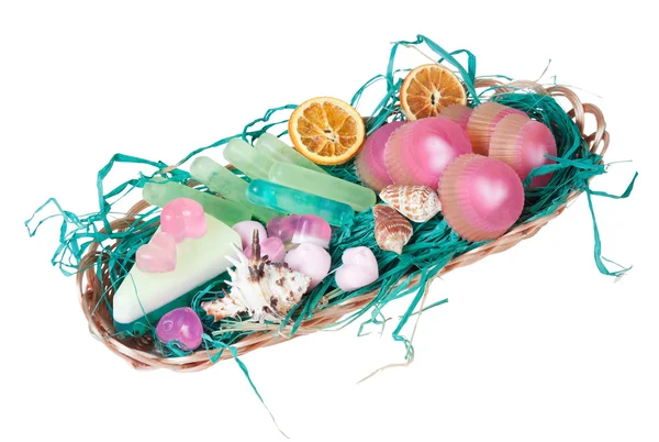 Festive soap set with shells — Stock Photo, Image