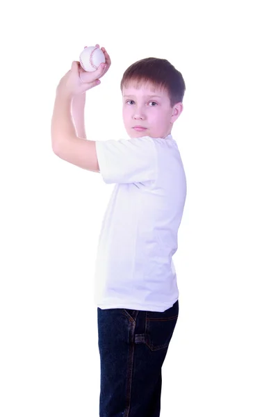 stock image Boy throws a ball