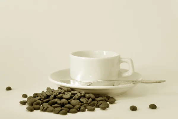 Una taza de café blanco y un platillo —  Fotos de Stock