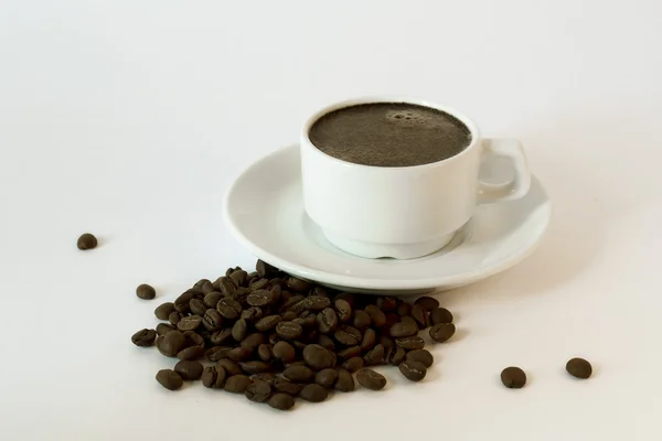 Uma xícara de café branco e pires — Fotografia de Stock