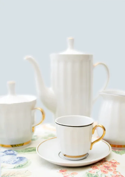 stock image White coffee set on the table