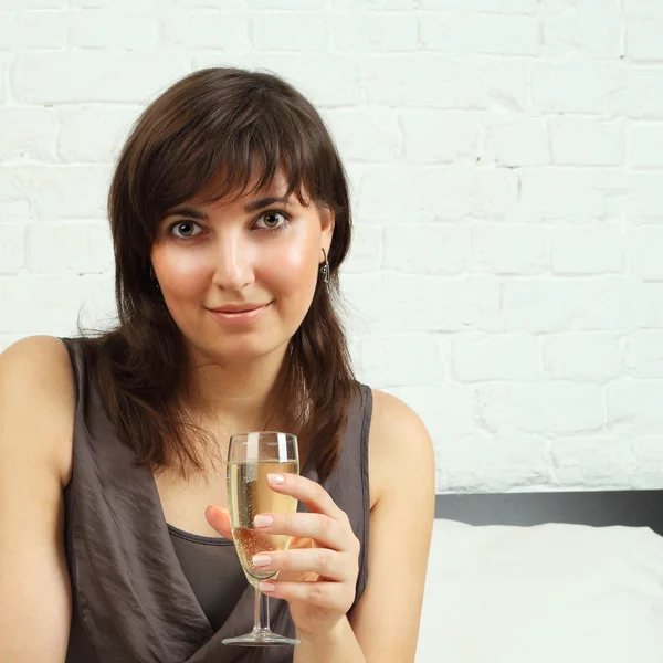 Stock image Beautiful woman with glass of wine