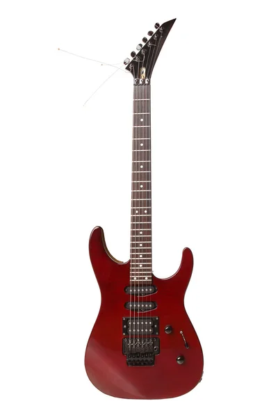 Röd elektrisk gitarr isolerad på vit — Stock fotografie