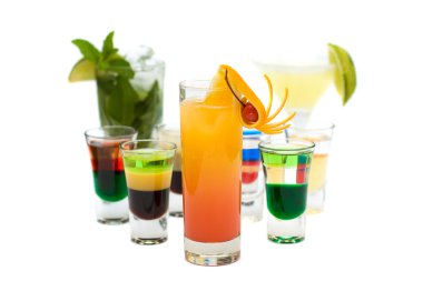 Tequila Sunrise Cocktail on blurred Cocktails Collection backgro clipart