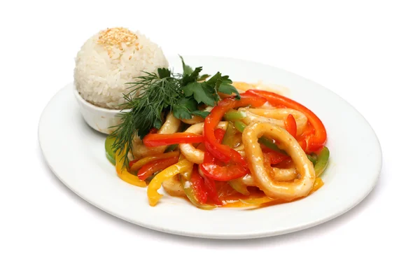 Anelli di calamari - cibo gourmet isolato su bianco — Foto Stock