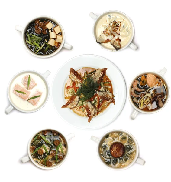 Gurme yiyecekler - Asya Mutfağı üzerine beyaz izole — Stok fotoğraf